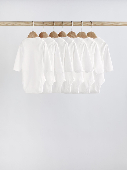 Боди с длинным рукавом для малышей Next 645-262, 7 шт., Белый