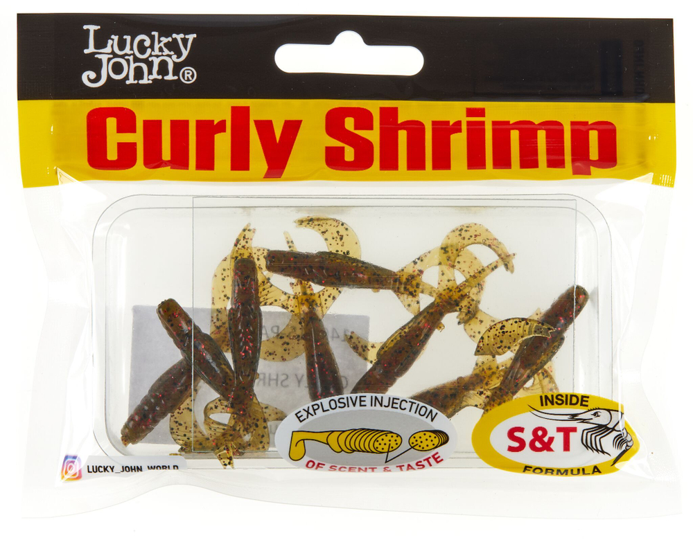 Мягкая приманка Lucky John Curly Shrimp 2in (50 мм), цвет 033, 10 шт.