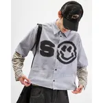 Рубашка SoWhat? Line укороченная голубая / белая / серая