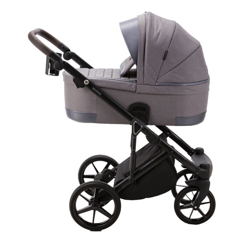 Детская коляска Adamex Marco 2 в 1 GA02 (Т. СЕР ТК.+ Т.СЕР. ПЕРЛ КОЖ. ОТДЕЛКА)