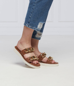 Кожаные шлепанцы scarlett Michael Kors - коричневый(40S2SCFA1L)