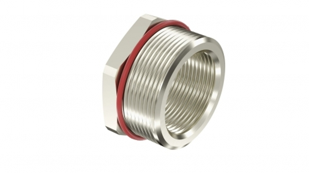 Взрывозащищенный Ex d e переходник. Тип А. "наруж.резьб" М50х1,5 - "внутр.резьб" M25х1,5. Никелированная латунь. IP66/67/68