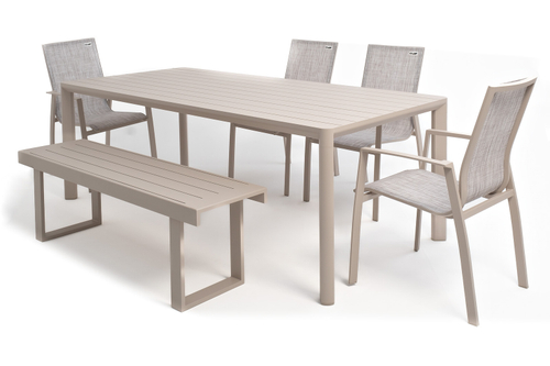 Столовая группа из алюминия GONZO со скамьей бежевая  Joygarden