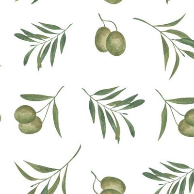 акварельные зеленые оливки на белом фоне
