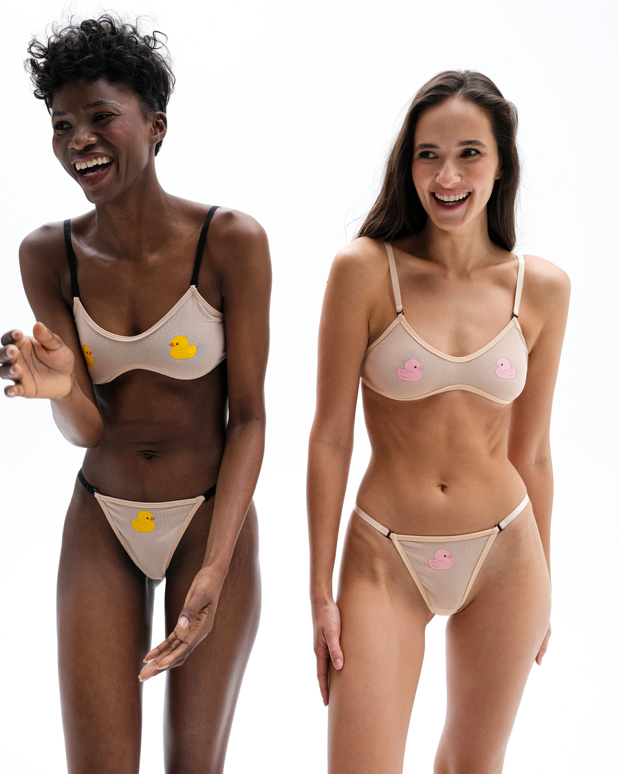 Трусики стринги 003 Body Fusion желтая уточка (съемные лямки)