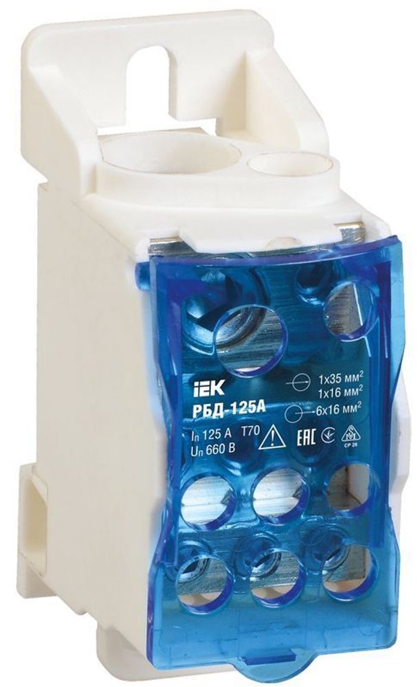 Блок распределительный на DIN-рейку РБД-125А IEK RBD-125 Блок распределительный на DIN-рейку РБД-125А IEK RBD-125