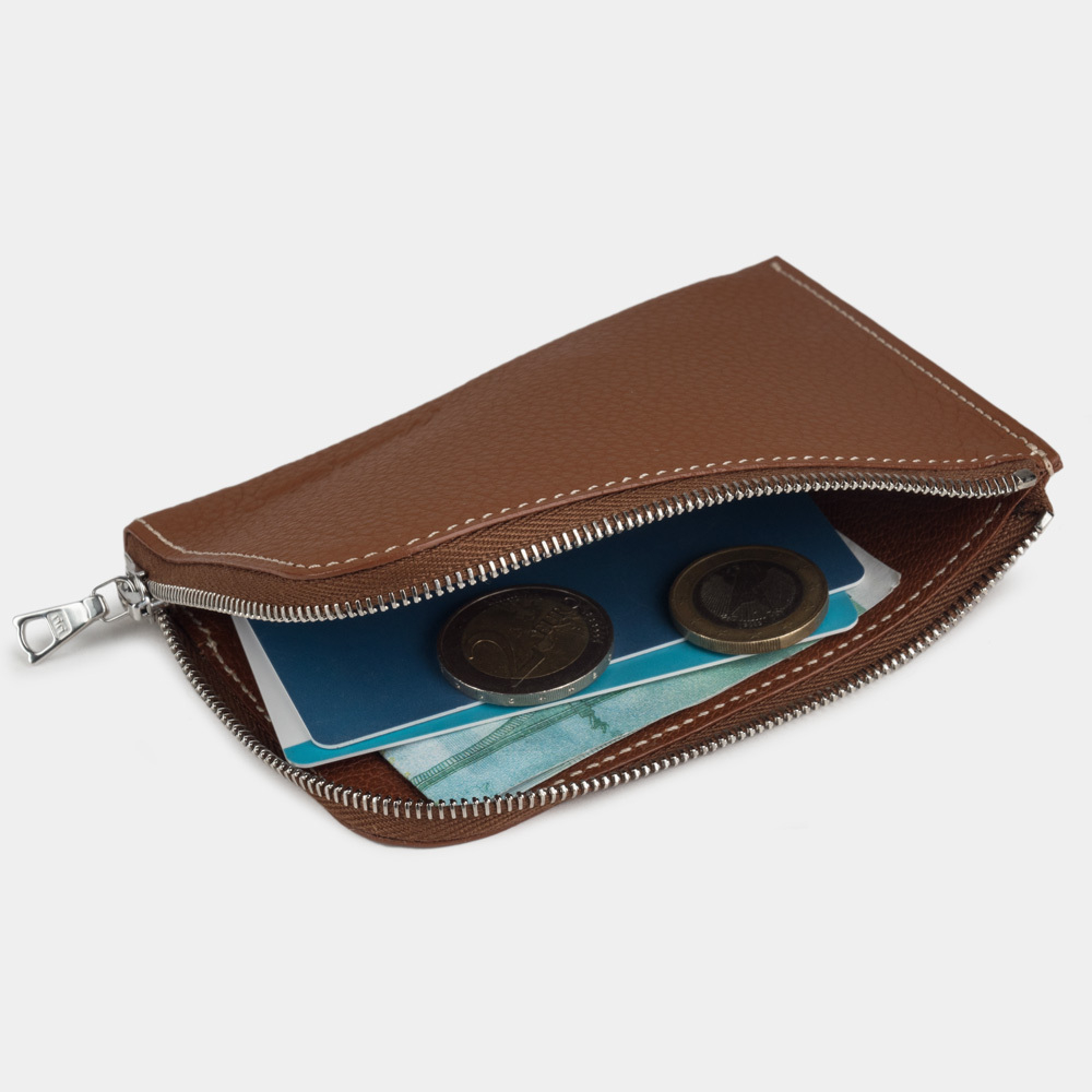 Кошелек кожаный, теленок цвета карамель