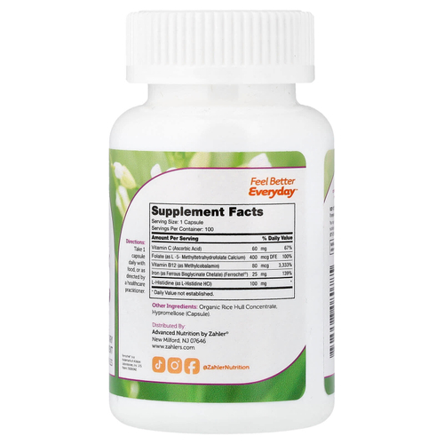 Zahler, комплекс с железом, 100 капсул