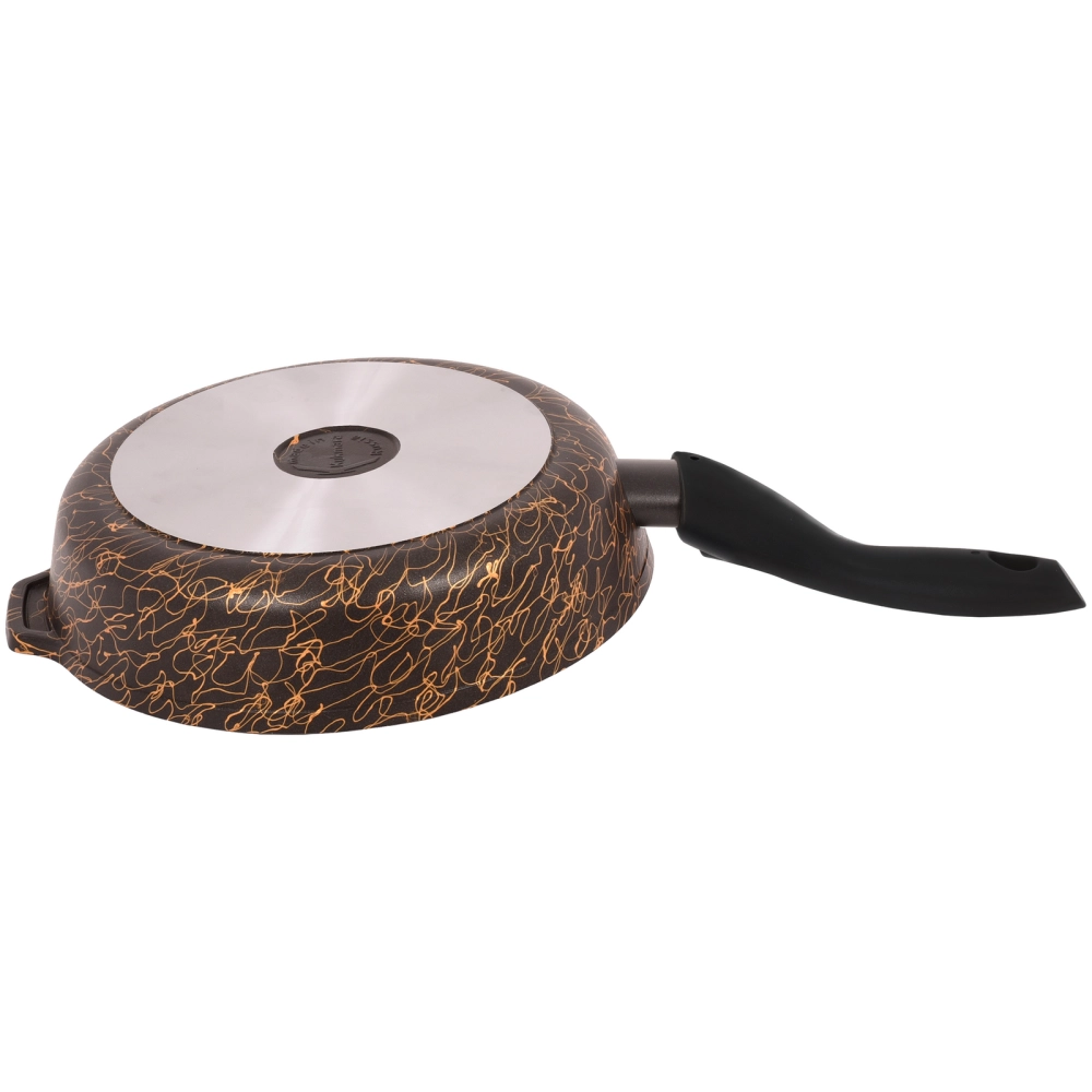 Сковорода глубокая 22см со съемной ручкой и стекл. крышкой «Грация» (черный/золото) сгчз222а