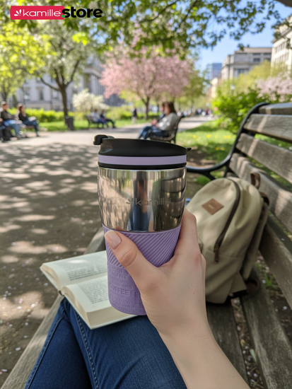 Термокружка 320 мл. из нержавеющей стали Kamille KM 2155 с TPR накладкой