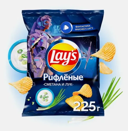 Чипсы Lays Рифлёные Сметана и лук 225г