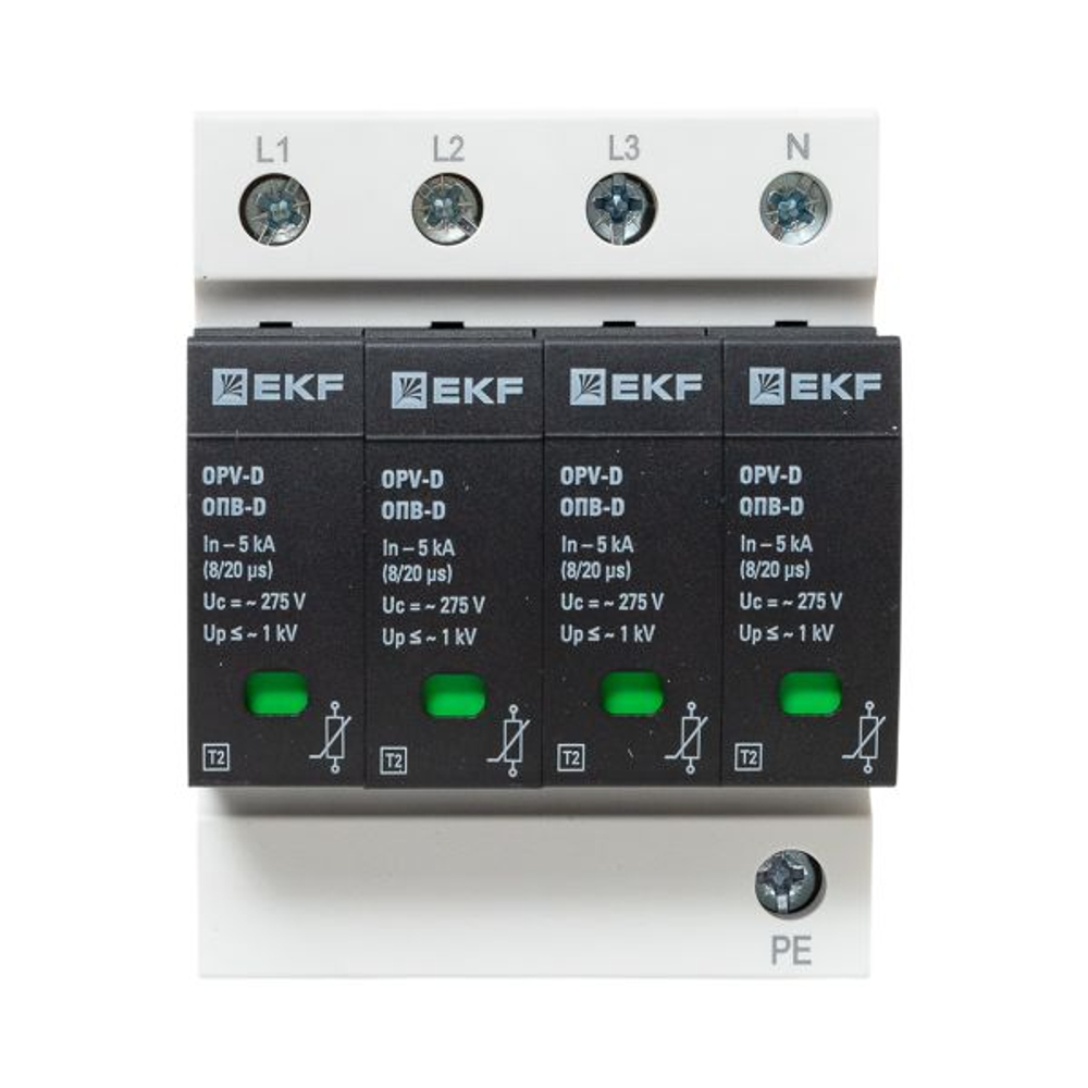 Ограничитель импульсных напряжений ОПВ-D/4P In 5кА 275В с сигн. EKF PROxima