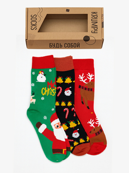 Носки НГ комплект 3 пары, р.40-45 "Happy NY"