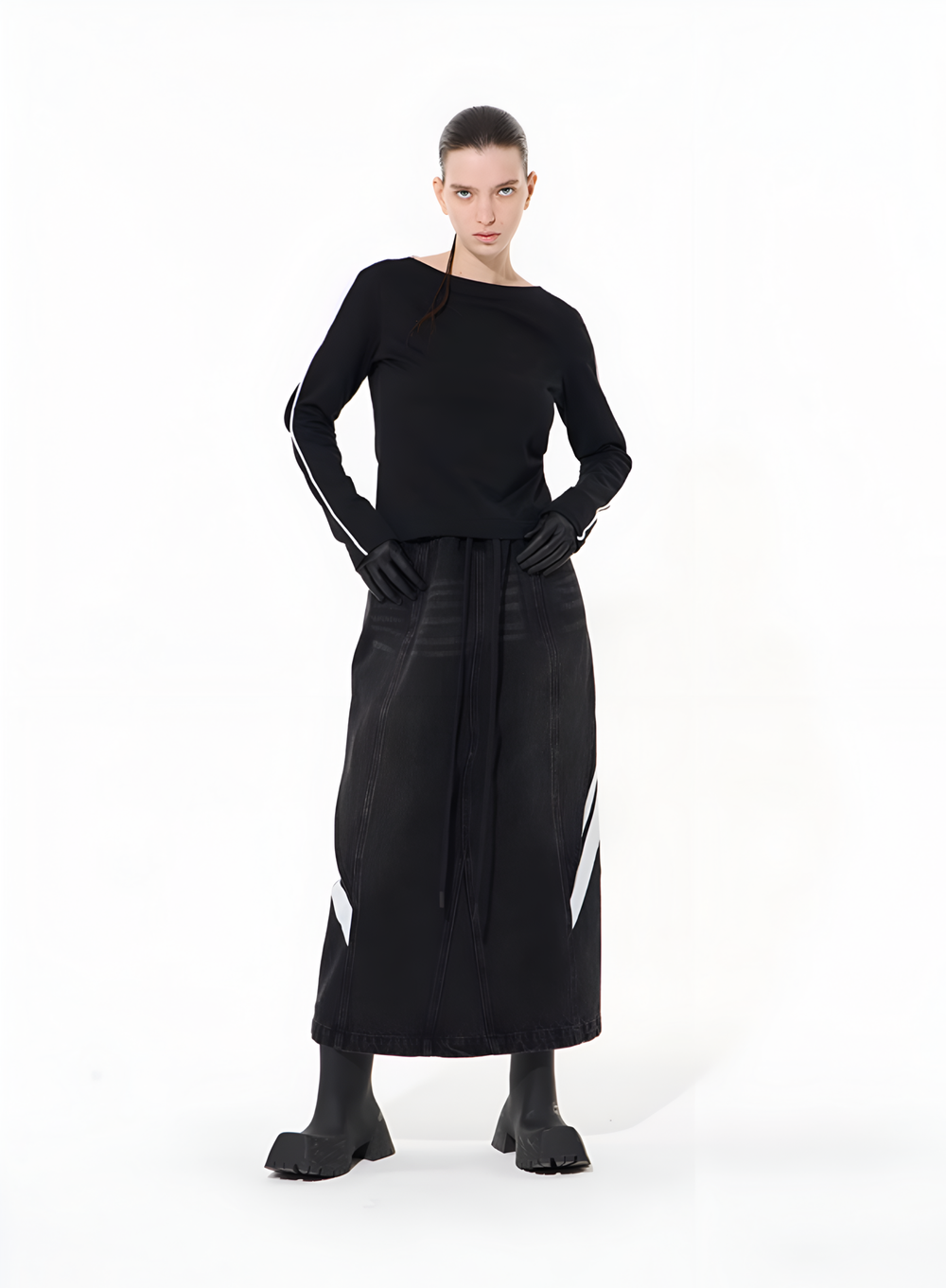 Джинсовая юбка BLIND Multilayered Denim Long Skirt