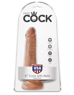 Фаллоимитатор на присоске King Cock 6 Cock with Balls загорелый телесный (Цвет: телесный)