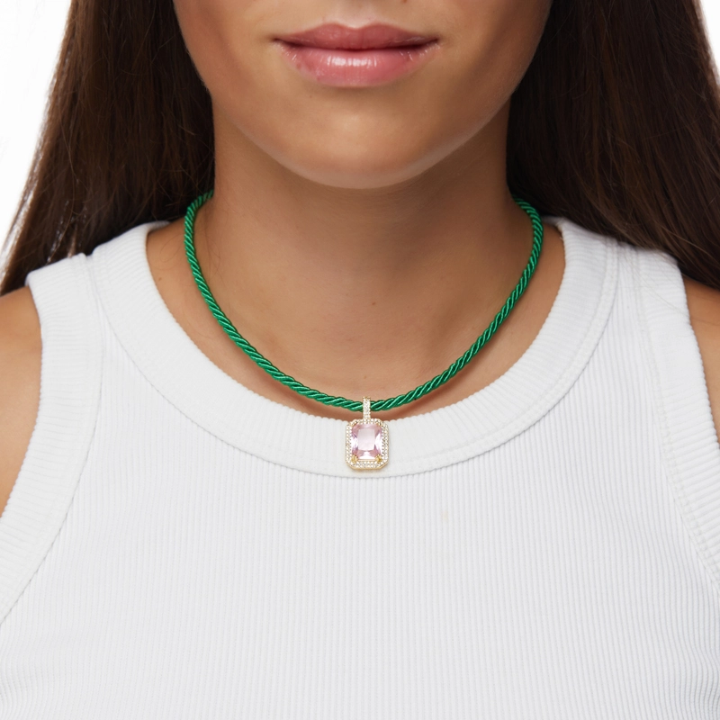Колье Мила – Зелёно-розовое
