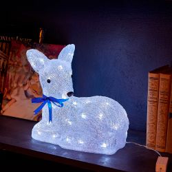 ULD-M2926-040-STA WHITE IP20 LYING FAWN-1 Фигура светодиодная Лежащий оленёнок-1. 32x27см. 40 светодиодов. Белый свет. Провод прозрачный. TM Uniel