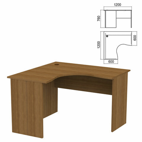 Стол компактный "Арго", 1200х1200х760, левый, орех (КОМПЛЕКТ)