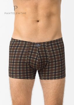 Трусы мужские боксеры Pantelemone PMH-1342, клетка бежевая/оранжевая