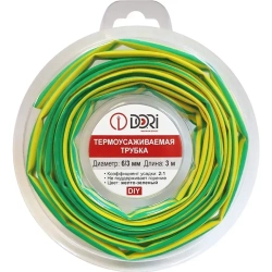 Термоусаживаемая трубка DORI (6/3, жёлто-зелёная, 3 метра)