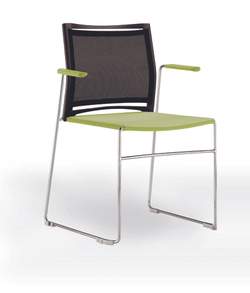 Web стул на полозьях с подлокотниками и спинкой-сеткой