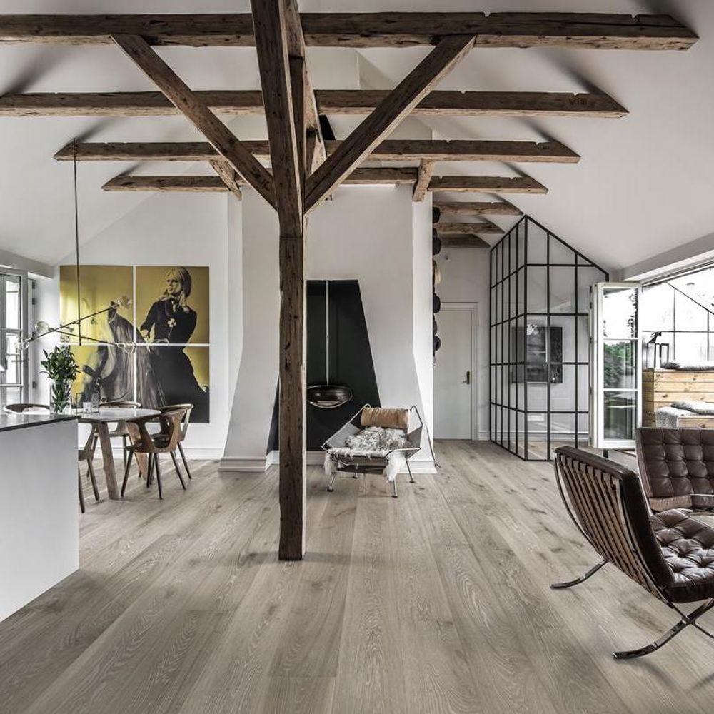Паркетная доска Kahrs Дуб Серый Матовый Лак (OAK NOUVEAU GRAY)