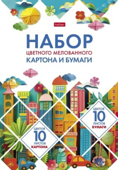 Набор цветного мел. картона и цветной мел. бумаги 20л 10цв.+10цв. А4ф 194х280мм в папке -Мозаика-