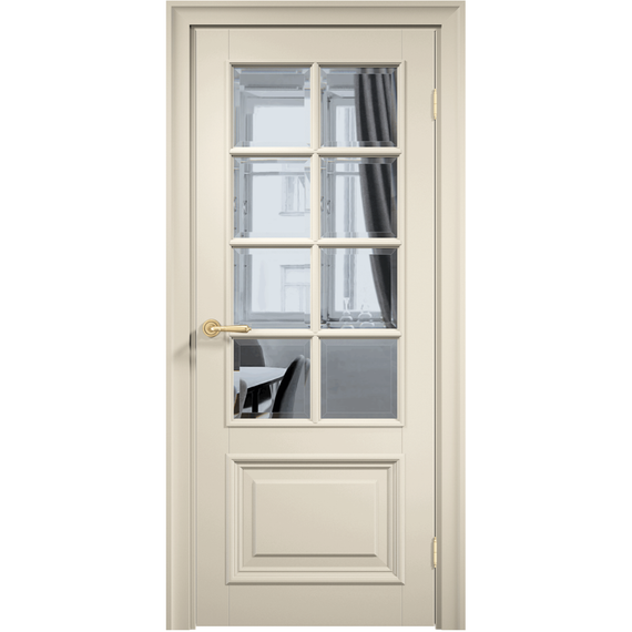Фото межкомнатной двери эмаль Дверцов Брессо 5 цвет жемчужно-белый RAL 1013 остеклённая