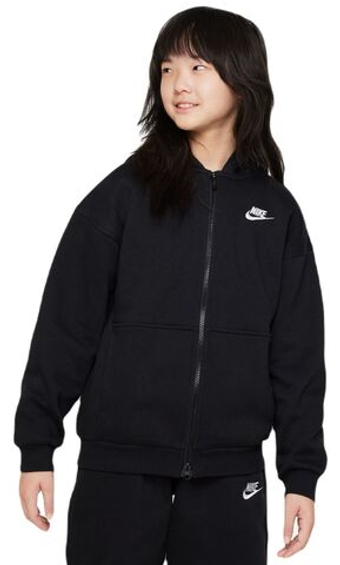 Кофта для девочки теннисная  Nike Sportswear Club Fleece Oversized Full Zip Hoodie - черный