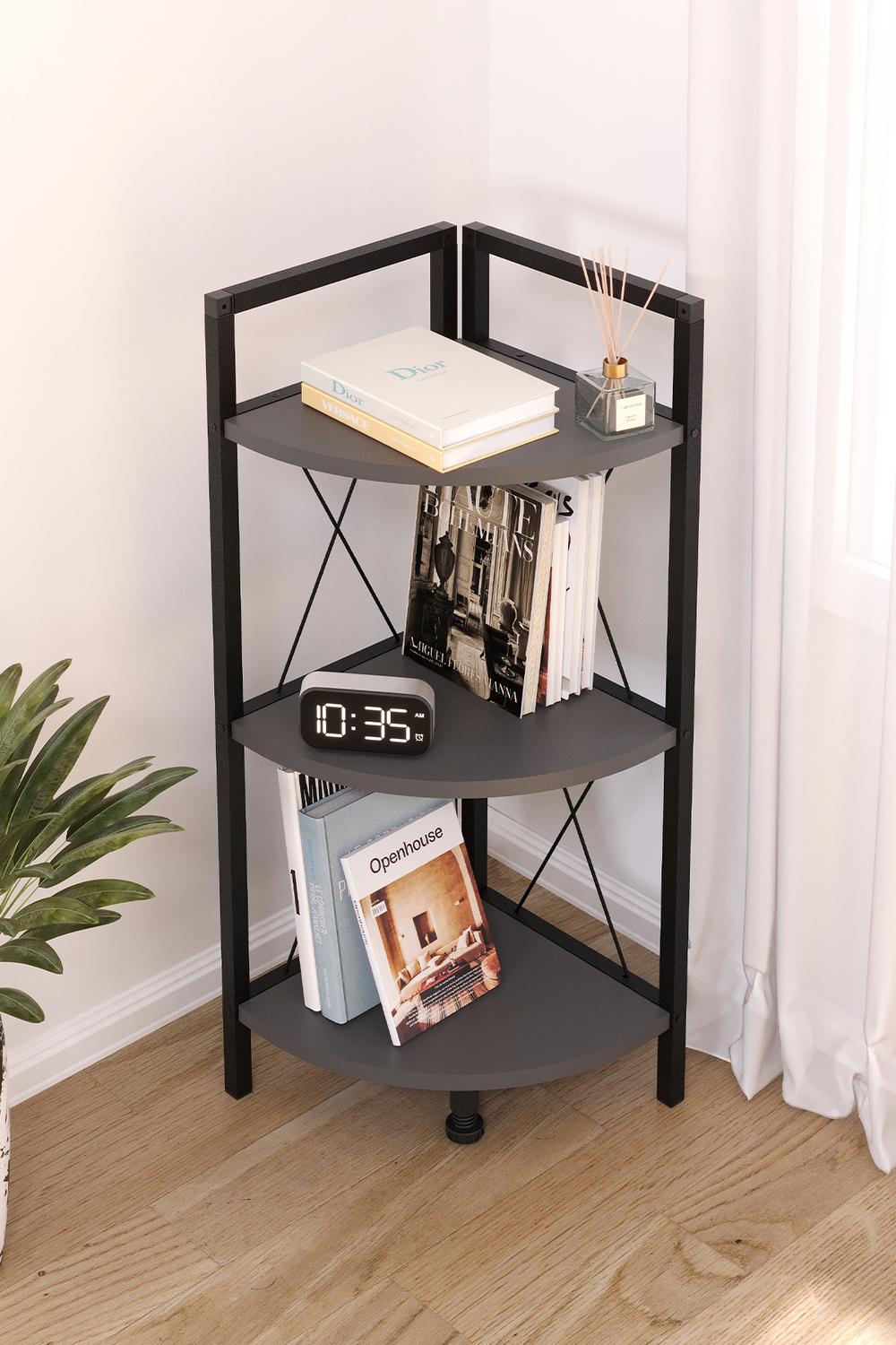 Угловой стеллаж 90х35 - антрацит