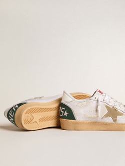 Men’s Ball Star LTD in white crackle leather and mesh with suede star