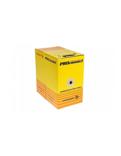 PROconnect (01-0027) Кабель витая пара U/UTP, CAT 5e, PVC, 2PR, 24AWG, INDOOR, SOLID, серый, 305м