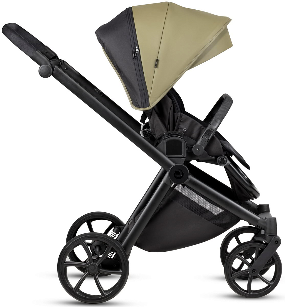 Детская коляска Tutis Mio 3 Plus Leather New 4 в 1 с автокреслом Elo Lux EduSky Black и базой 1622025 Olive