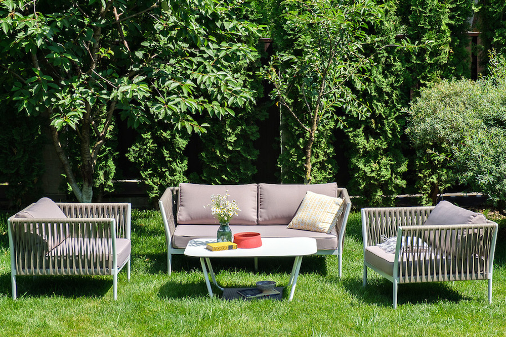 "Касабланка" лаунж-зона плетеная из роупа 4-местная, цвет серо-коричневый