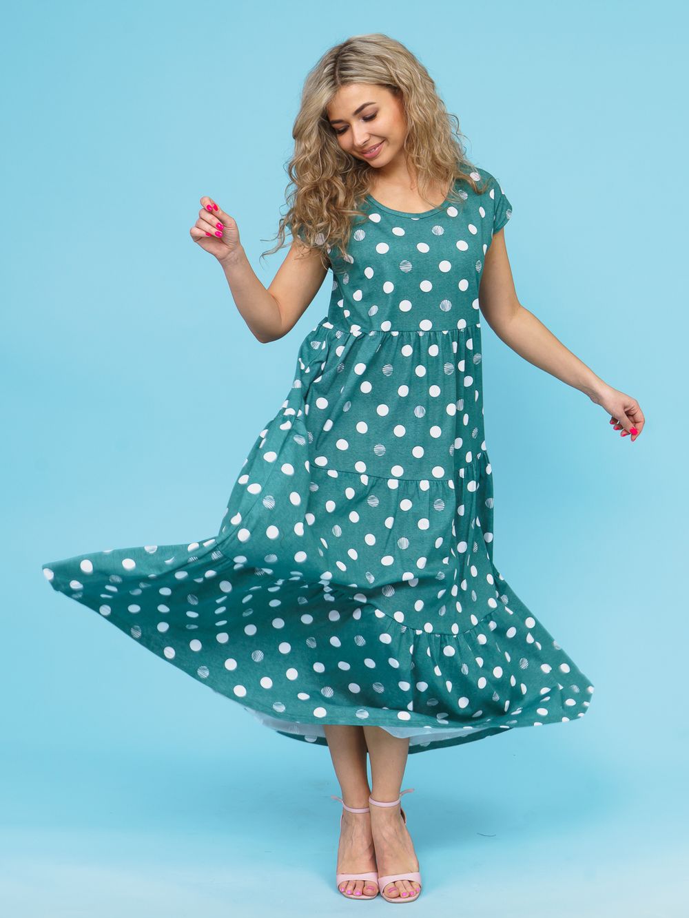 824 Платье "Горох/хаки" SveTekst (Акция)