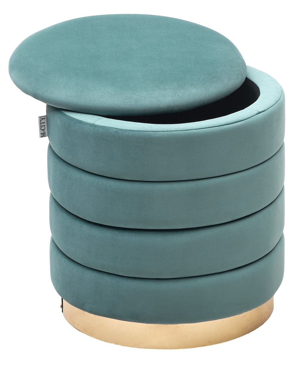 Пуф для гостиной М-City DISAUR Фред Бирюзовый Bm-88, Велюр, Золотой каркас