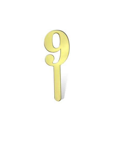 Топпер МИНИ ЦИФРА 9, акрил, золото 5 см