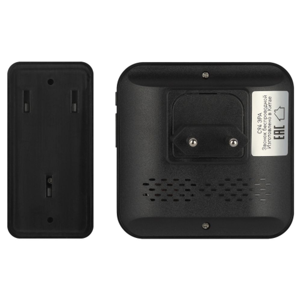 Звонок дверной ЭРА C94 беспроводной, от сети, черный, 52 мелодии | Электрозвонки беспроводные