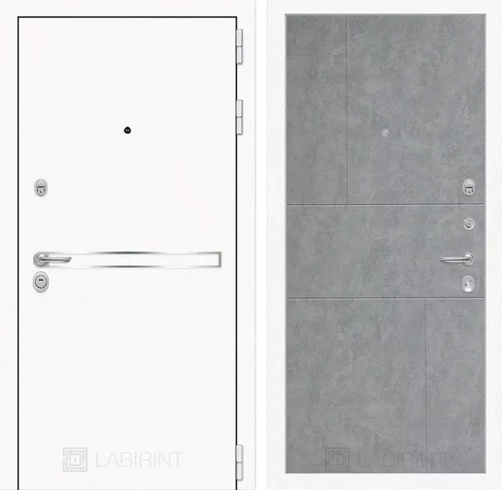 Дверь входная Лабиринт Лайн WHITE 21 - Бетон светлый металлическая