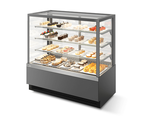 Витрина Кондитерская Vete kub lux 90, Серый матовый/шлифованная нержавейка T7016M.VG033.B7016M