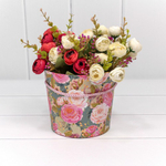 Коробка Ваза для цветов 15х13 см "Цветы" с ручкой (Розовый)