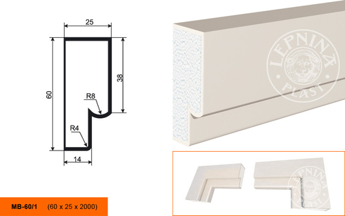 Фасадный декор Lepninaplast Молдинг МВ-60/1