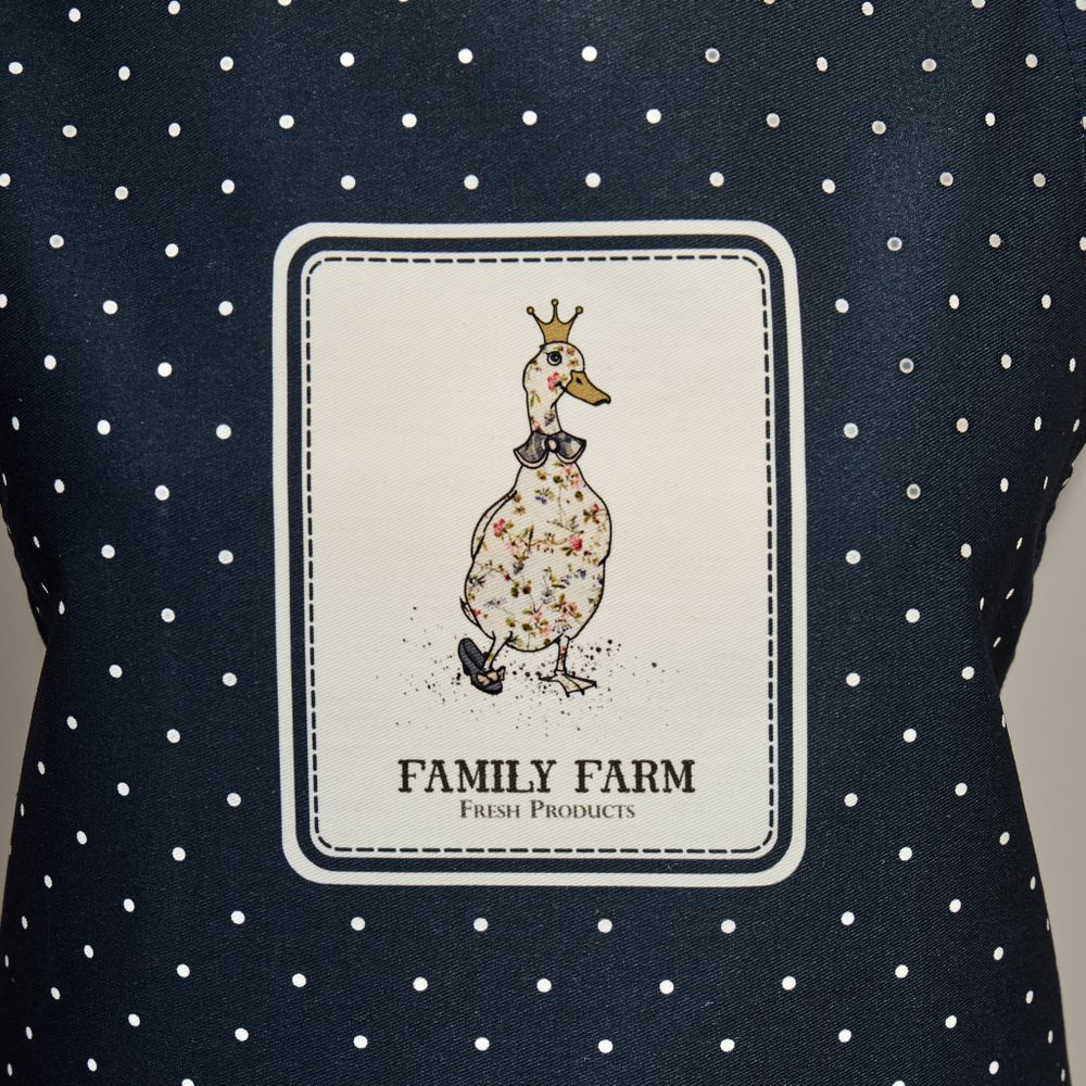 ФАРТУК "FAMILY FARM",100% ХЛОПОК,СИНИЙ, КАЙМА,ТВИЛ,ПРОПИТКА