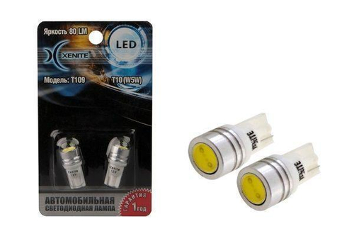 Лампа светодиодная 12V 5W без цоколя белый 1 SMD (габариты, повт.поворотника) 2 шт. блистер Xenite T109