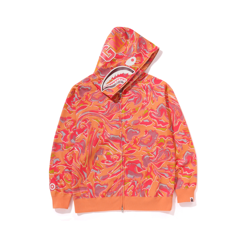 A Bathing Ape Marbling Camo Shark Relaxed Fit Full Zip Худи оранжевый ORX