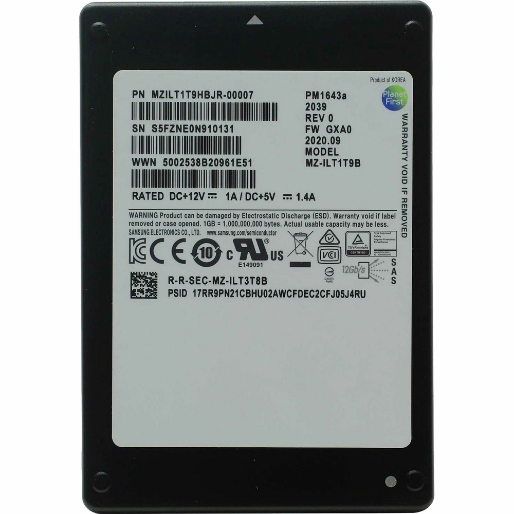 Накопитель SSD Samsung SAS 1.92TB MZILT1T9HBJR-00007 PM1643a 2.5"