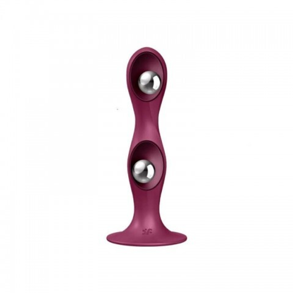 Утяжелённый фаллоимитатор Satisfyer Double Ball-R (17,9×7,6 см) бордовый