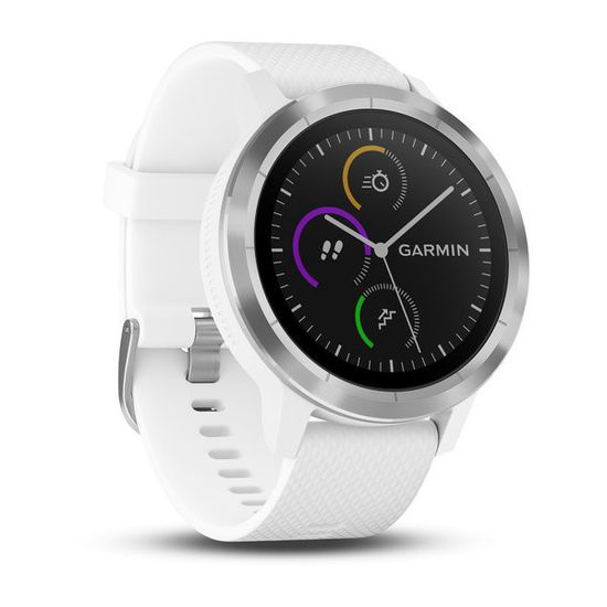 Смарт часы Garmin Vivoactive 3, серебристые с белым ремешком 010-01769-22