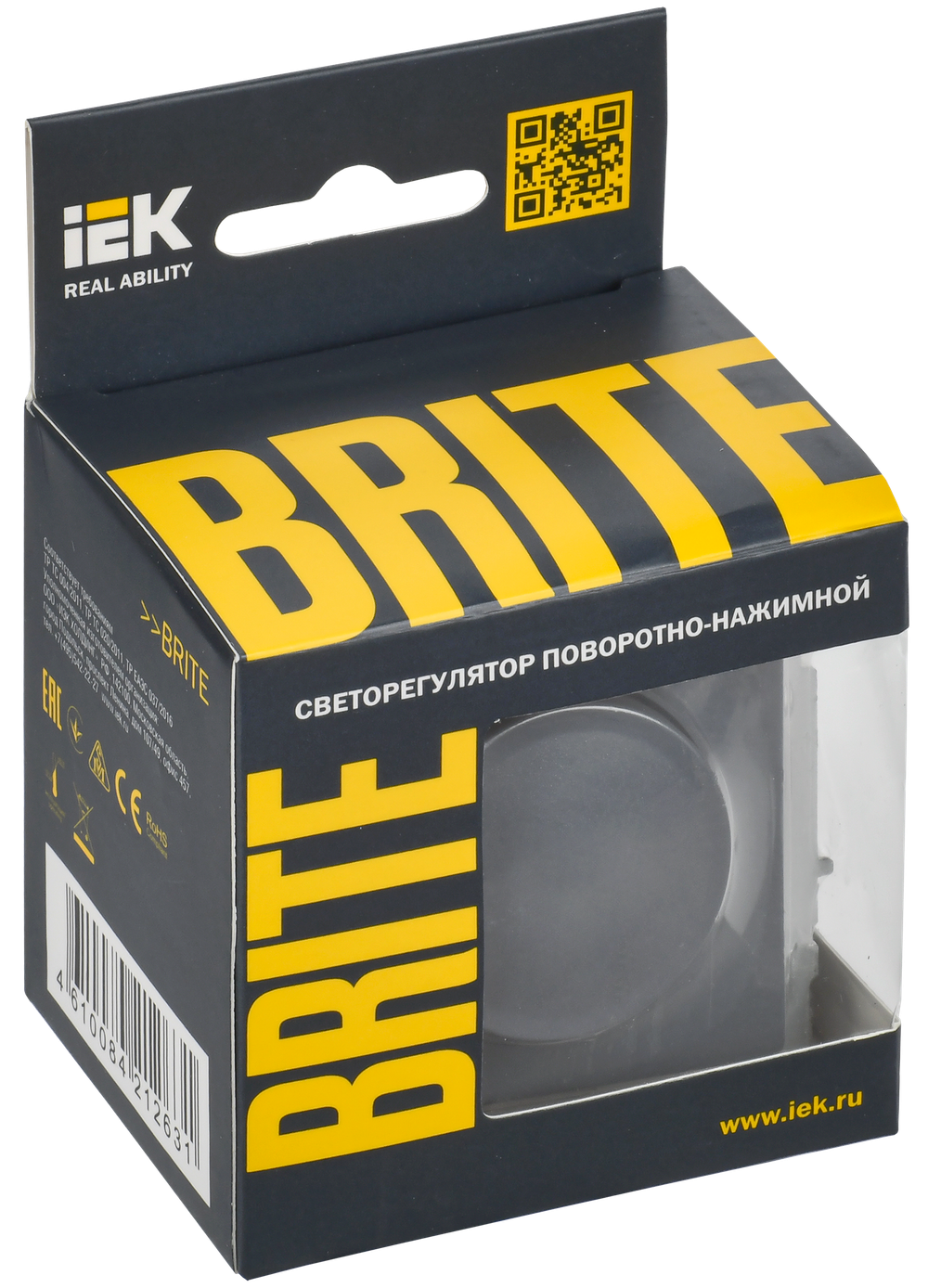 BRITE Светорегулятор поворотно-нажимной 600Вт СС10-1-0-БрМ маренго IEK