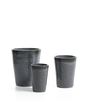 Набор из 3 кашпо Rotja с глазурованной синей отделкой, диаметр 26 / 35 / 47 см